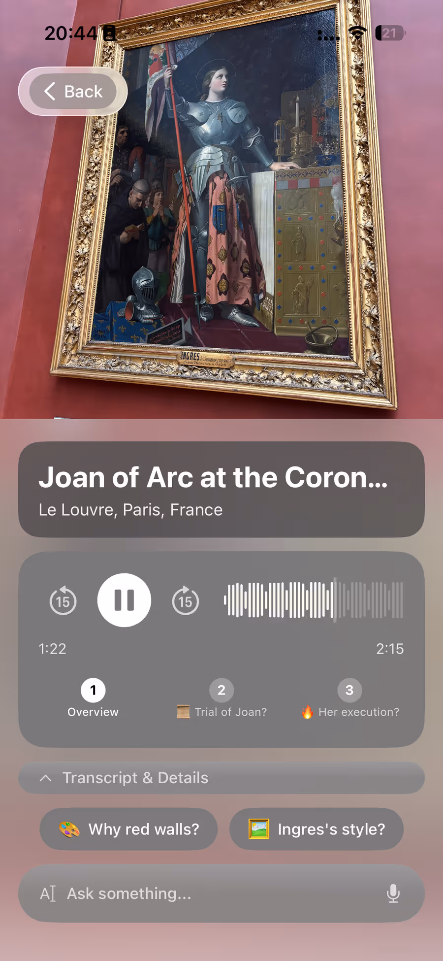Chiaro's guide to Joan of Arc at the Coronation of Charles VII in the Louvre, in three chapters.